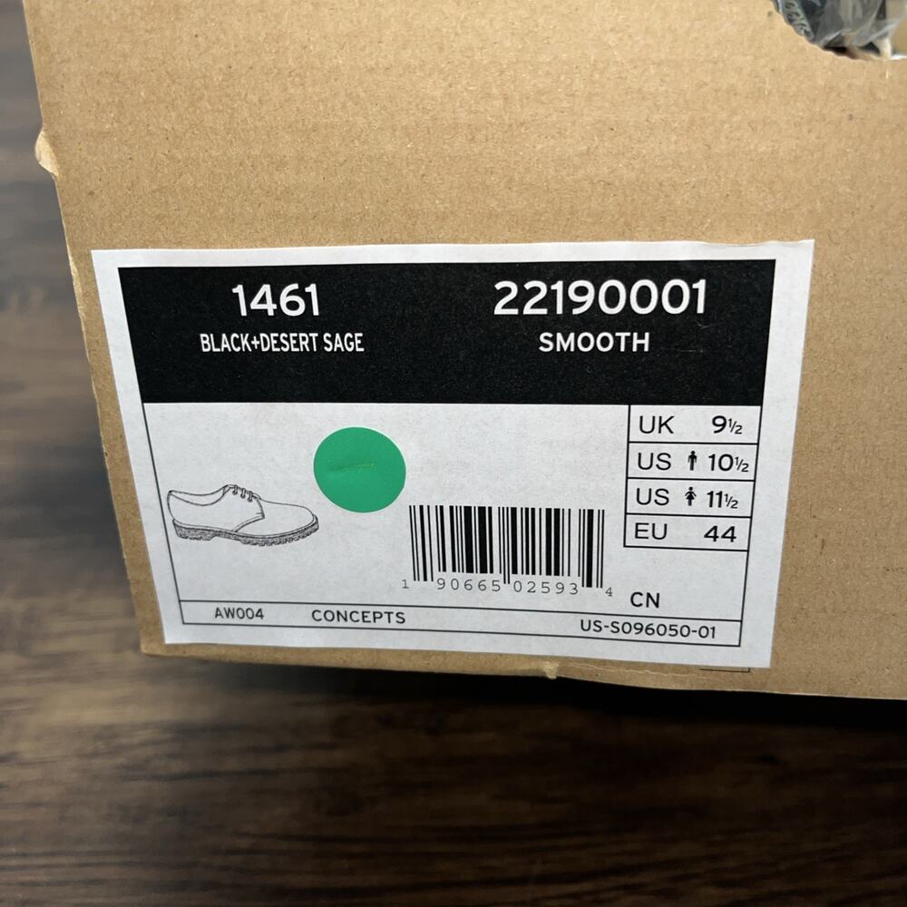 Concepts x Dr Martens 1461 3-Eye Black Desert Sage Oxford Shoes US M 10.5 W 11.5 - Picture 9 of 9